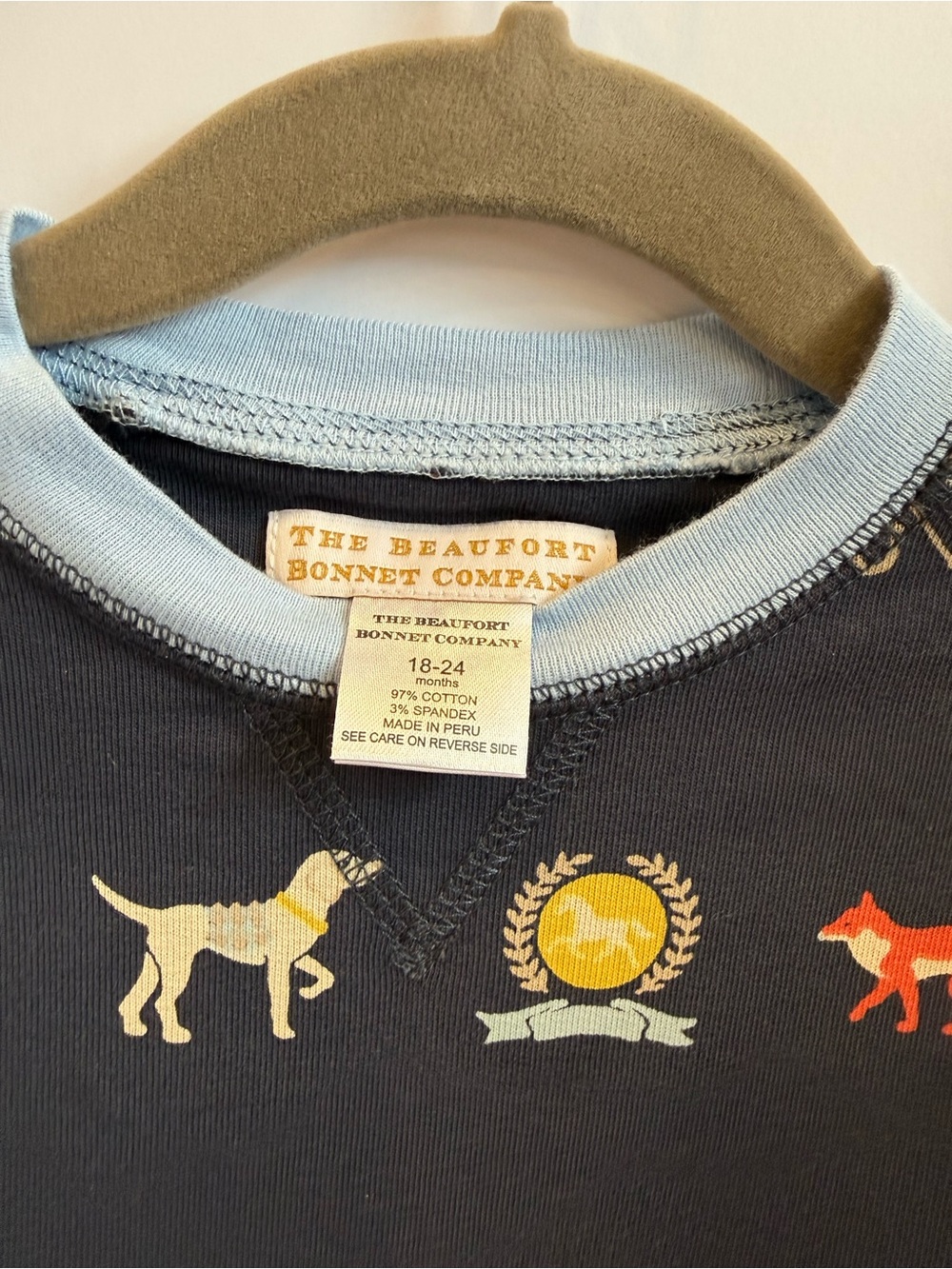 The Beaufort Bonnet Company Navy Equestrian Print Cassidy Crewneck - Picture 4 of 5